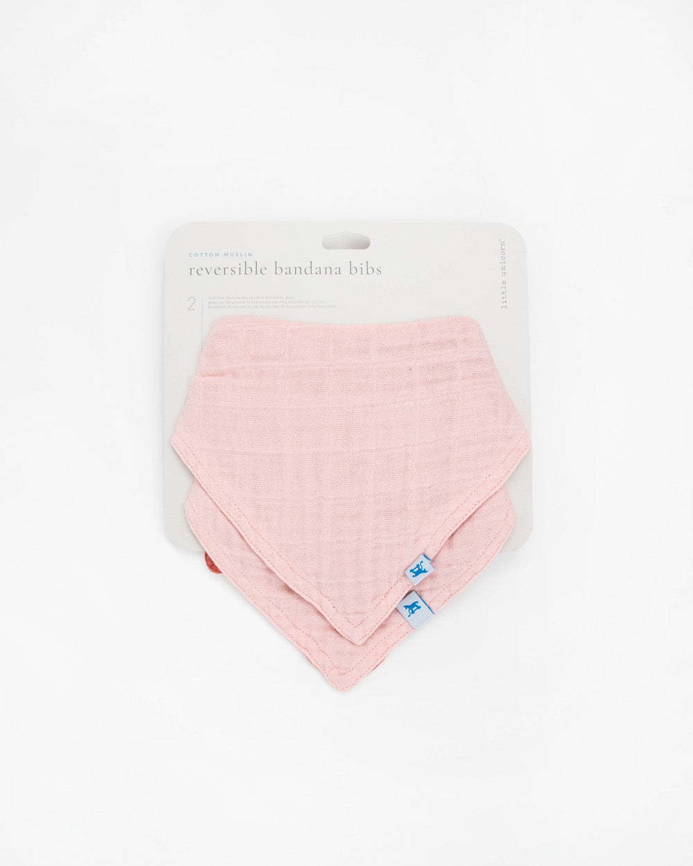 Little Unicorn Cotton Muslin Reversible Bandana Bib 2 Pack | Rose Petal