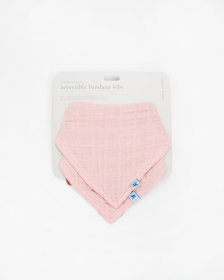Little Unicorn Cotton Muslin Reversible Bandana Bib 2 Pack | Rose Petal