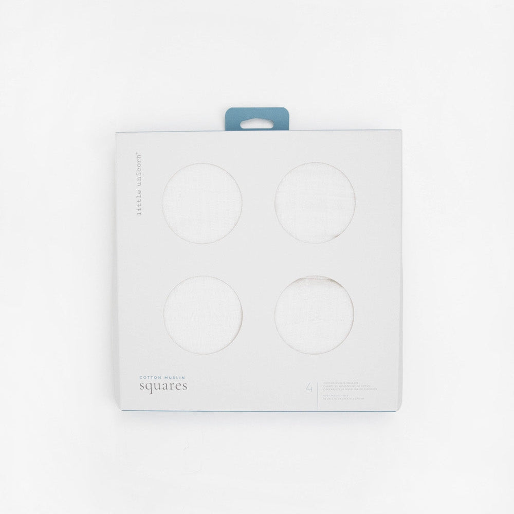 Little Unicorn Cotton Muslin Squares 4 Pack | White