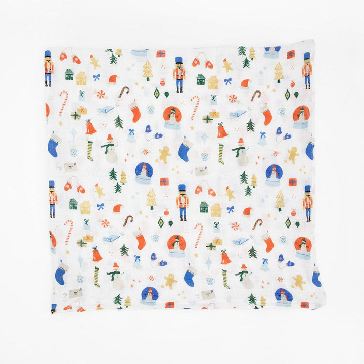Little Unicorn Cotton Muslin Swaddle Blanket | Christmas Time