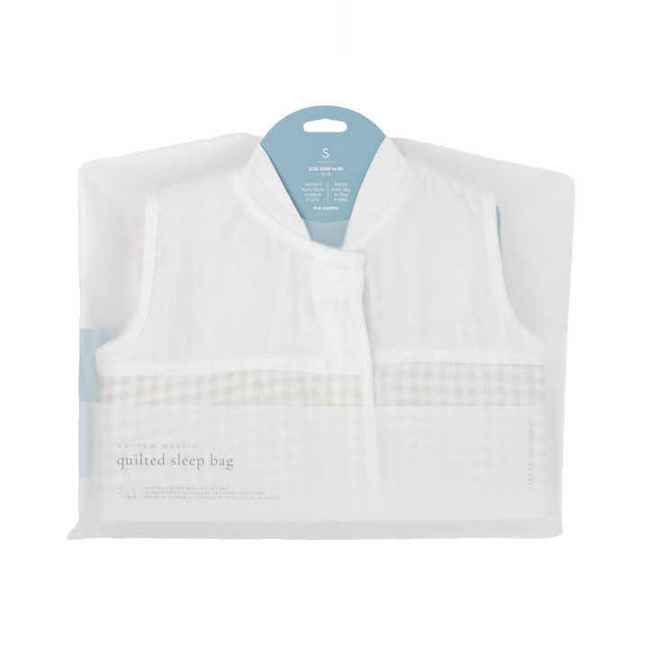 Little Unicorn Cotton Muslin Quilted Sleep Bag | Tan Gingham