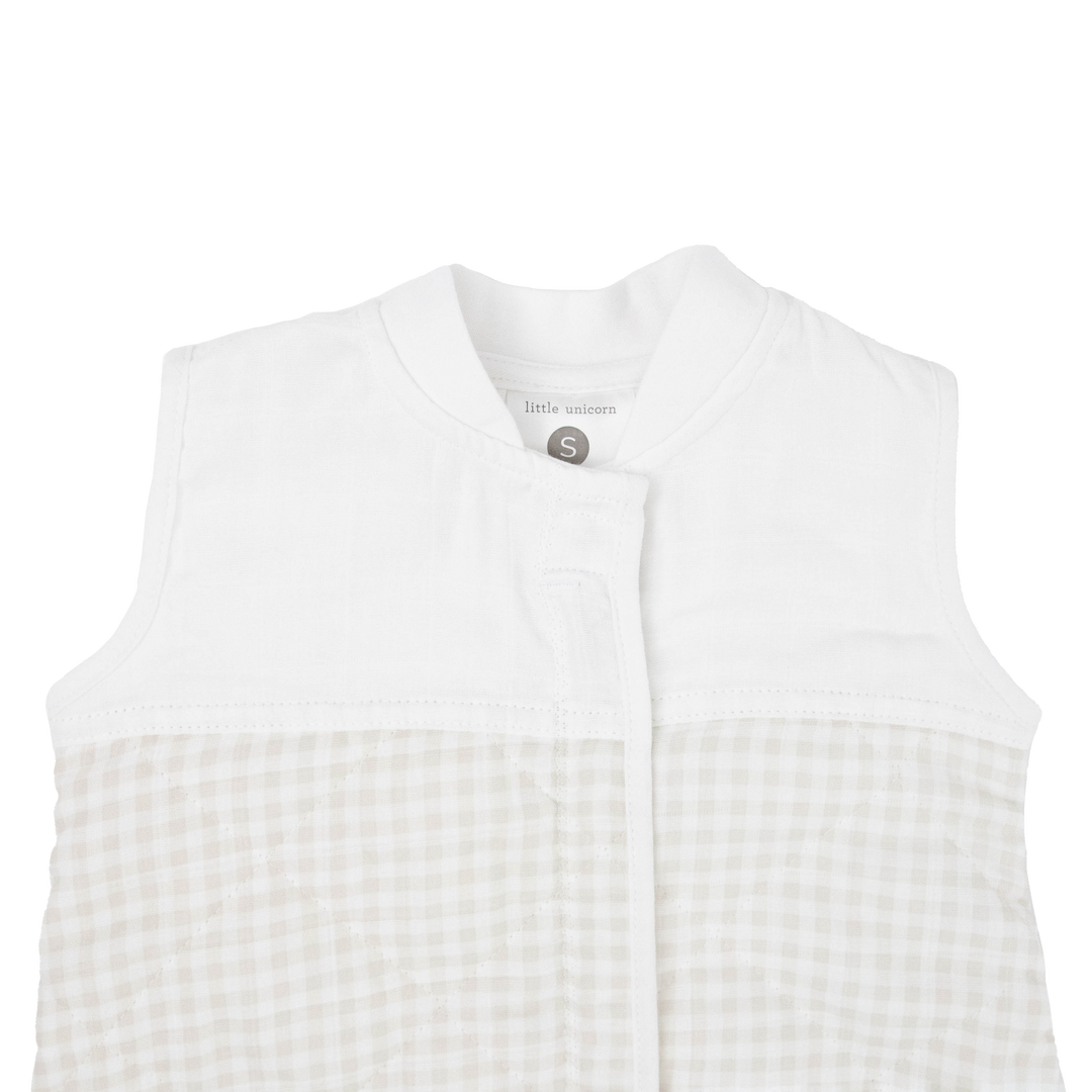 Little Unicorn Cotton Muslin Quilted Sleep Bag | Tan Gingham