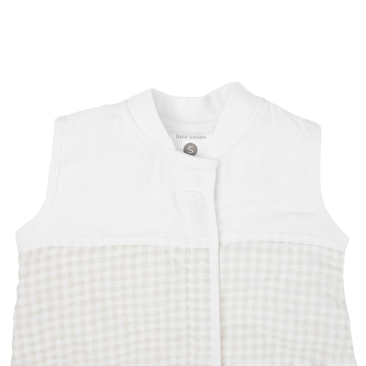 Little Unicorn Cotton Muslin Quilted Sleep Bag | Tan Gingham