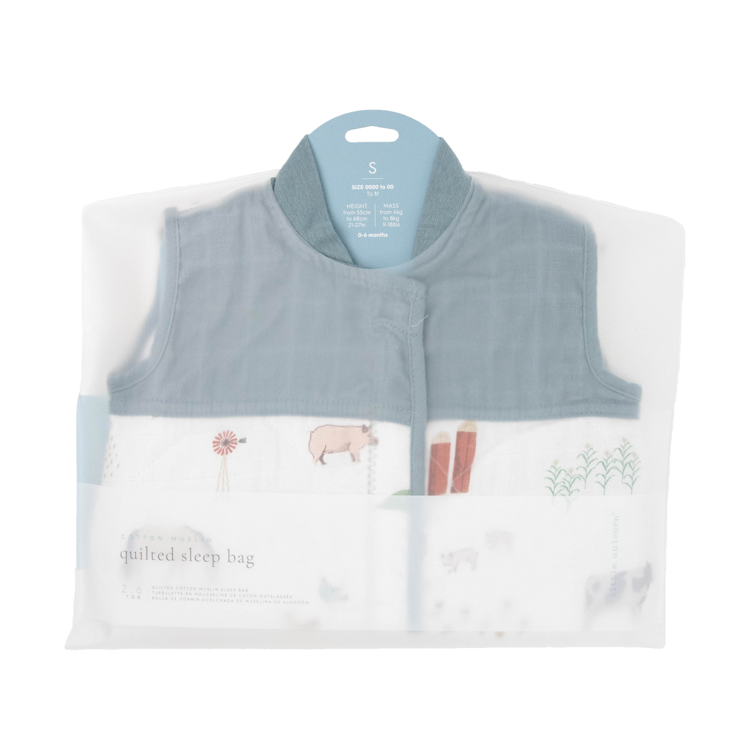 Little Unicorn Cotton Muslin Quilted Sleep Bag | Farmyard