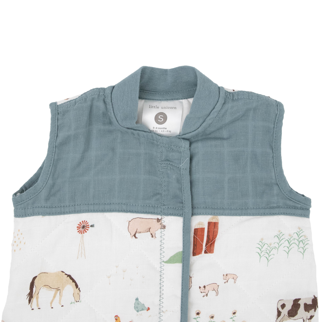 Little Unicorn Cotton Muslin Quilted Sleep Bag | Farmyard