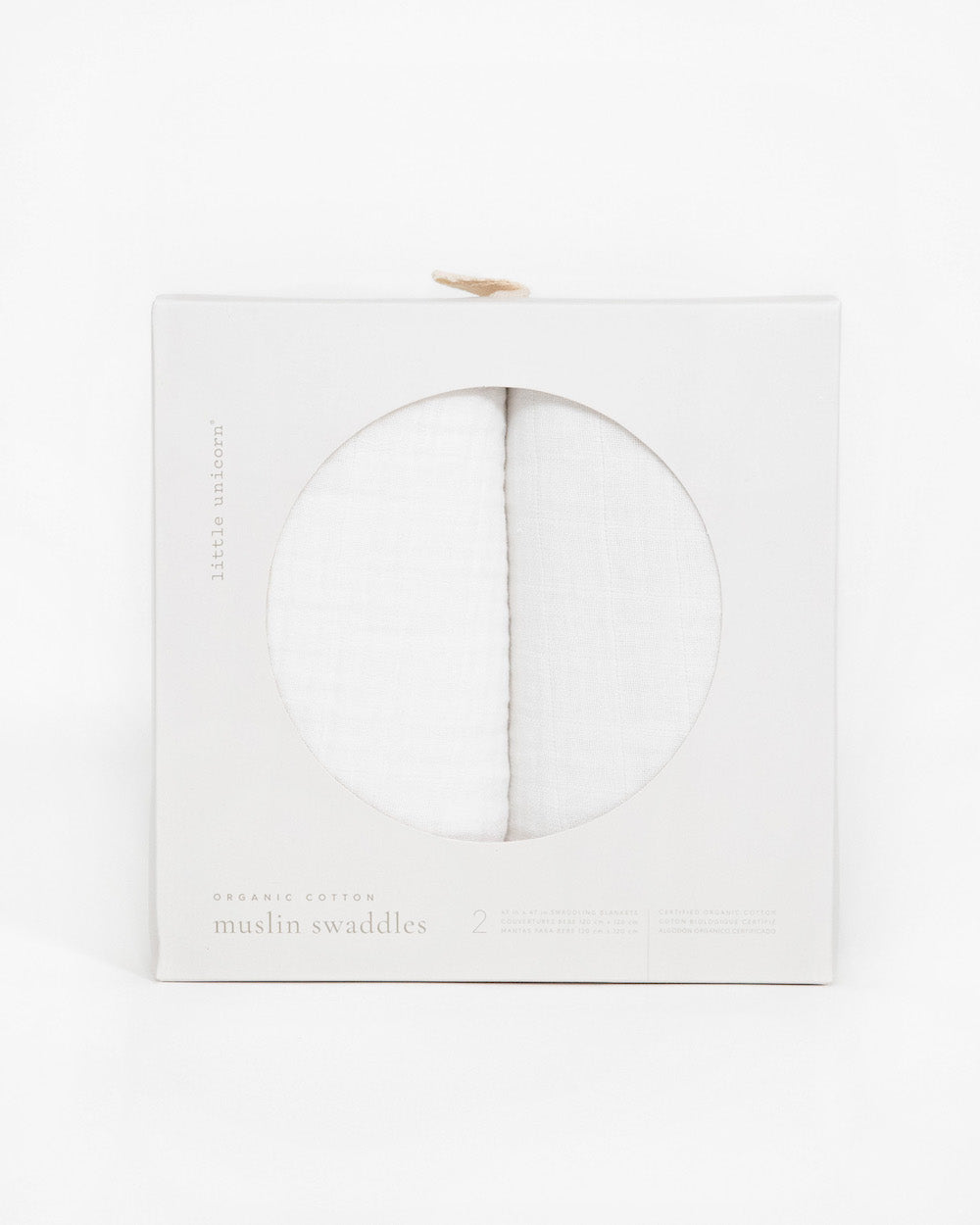 Little Unicorn Organic Cotton Muslin Swaddle Blanket 2 Pack | White