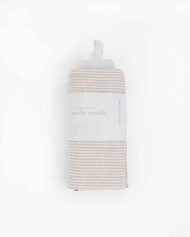Little Unicorn Organic Cotton Muslin Swaddle Blanket | Sand Stripe