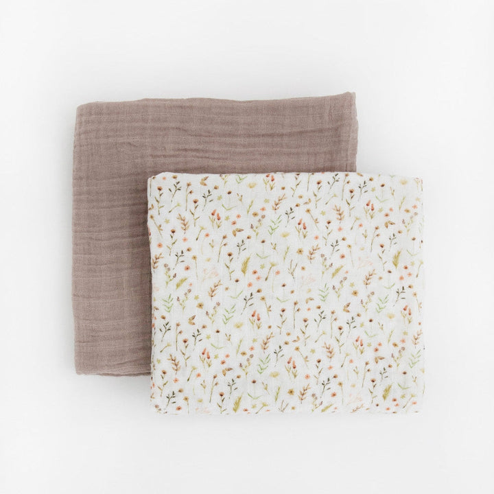 Little Unicorn Organic Cotton Muslin Swaddle Blanket 2 Pack | Floral Field