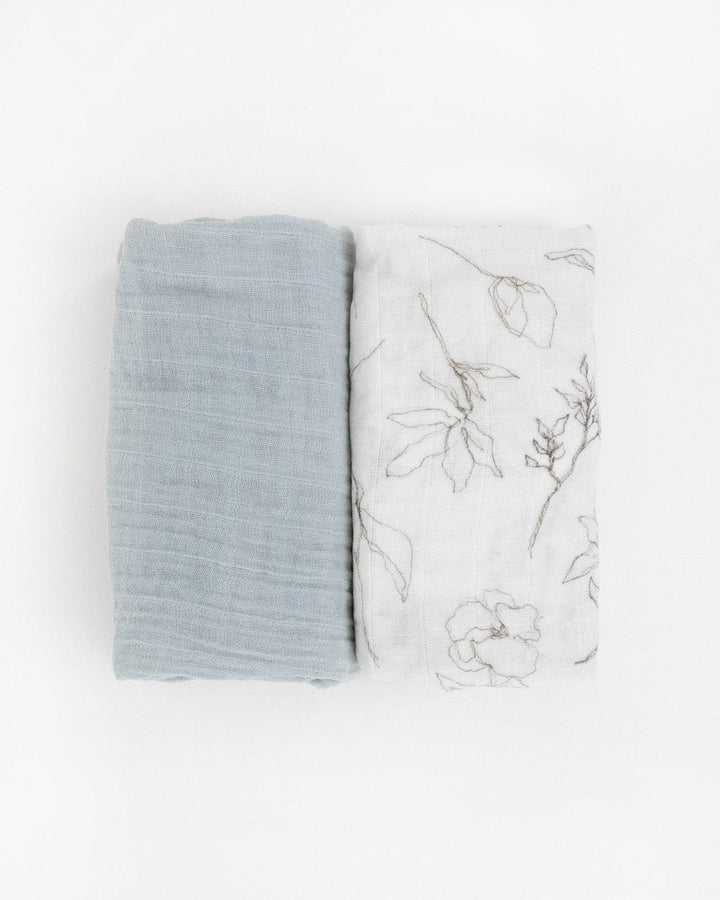 Little Unicorn Organic Cotton Muslin Swaddle Blanket 2 Pack | Pencil Floral