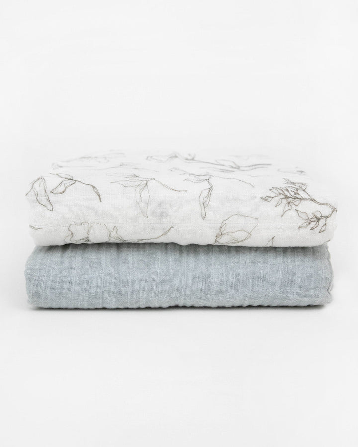 Little Unicorn Organic Cotton Muslin Swaddle Blanket 2 Pack | Pencil Floral