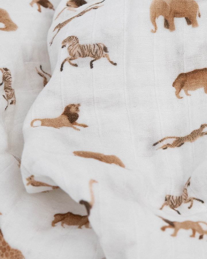 Little Unicorn Organic Cotton Muslin Swaddle Blanket 2 Pack | Animal Crackers