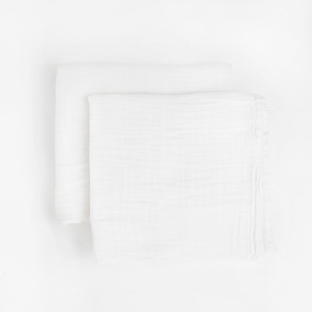 Little Unicorn Organic Cotton Muslin Swaddle Blanket 2 Pack | White