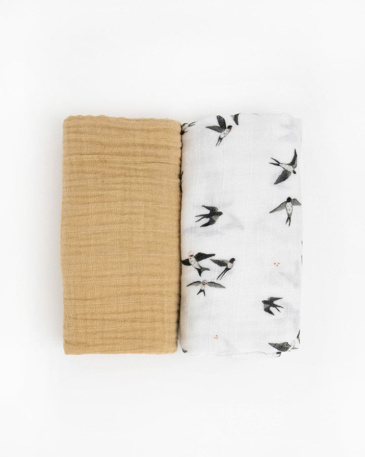 Little Unicorn Organic Cotton Muslin Swaddle Blanket 2 Pack | Swallows