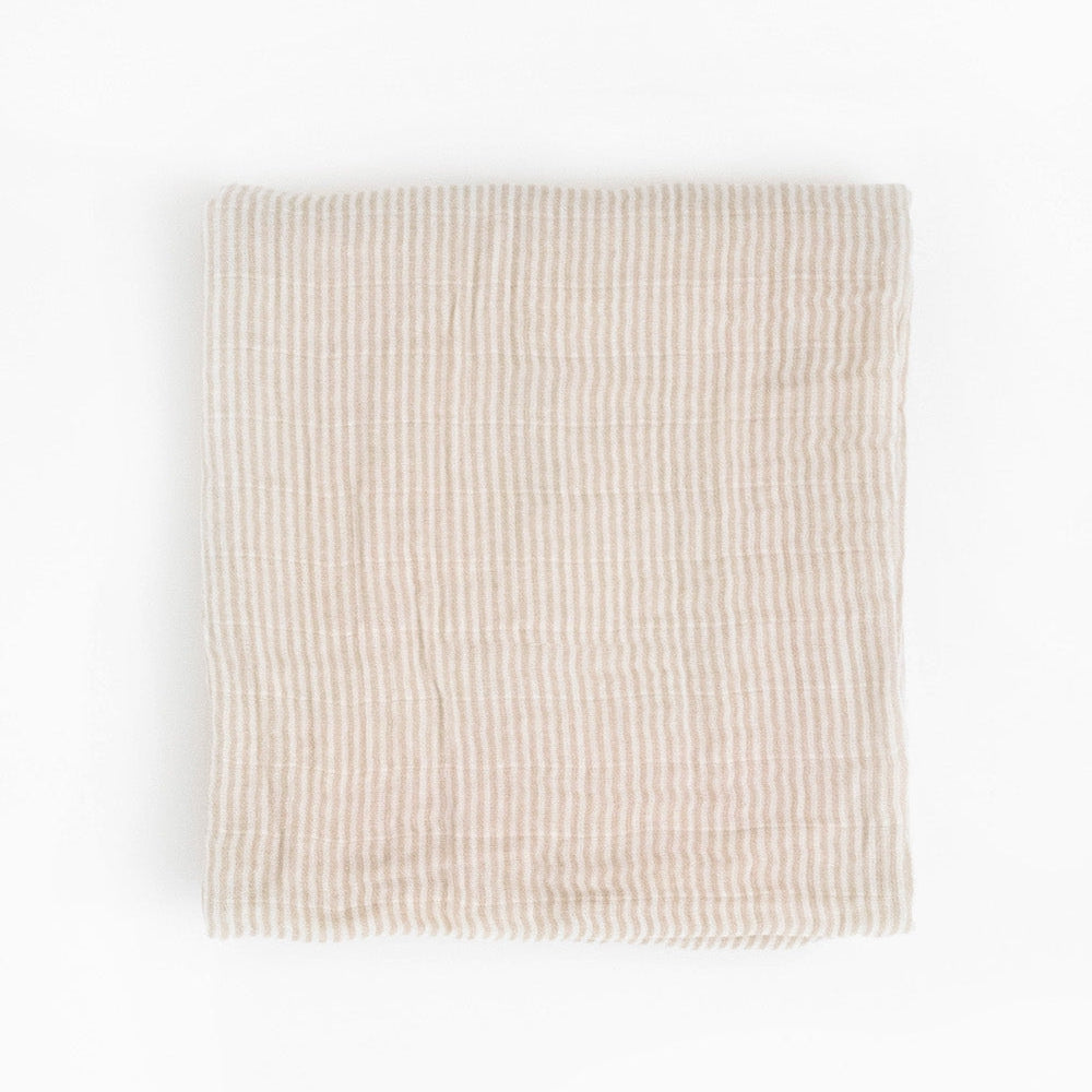 Little Unicorn Organic Cotton Muslin Swaddle Blanket | Sand Stripe