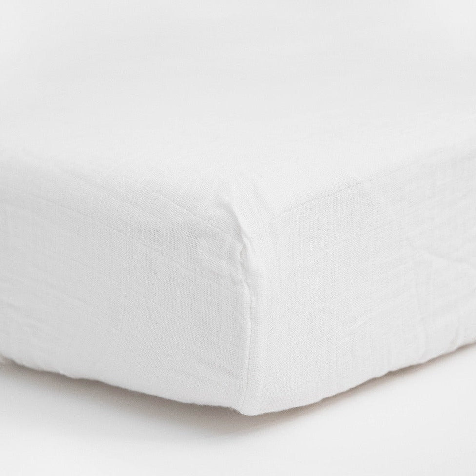 Little Unicorn Organic Cotton Muslin Crib Sheet | White
