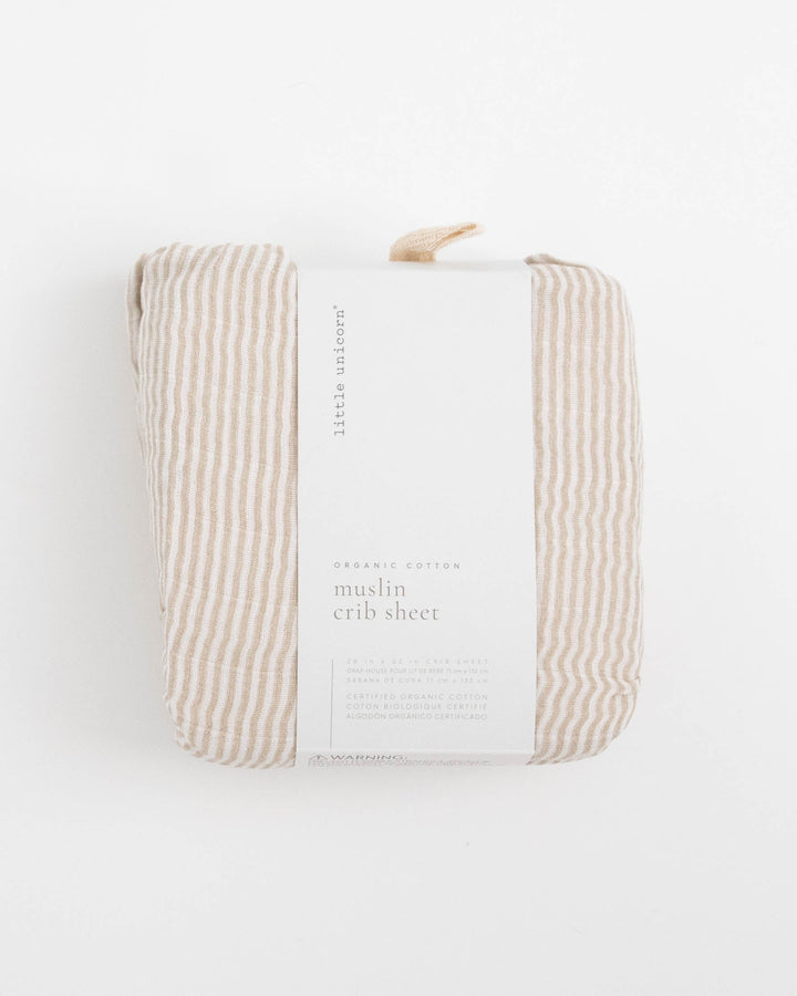 Little Unicorn Organic Cotton Muslin Crib Sheet | Sand Stripe