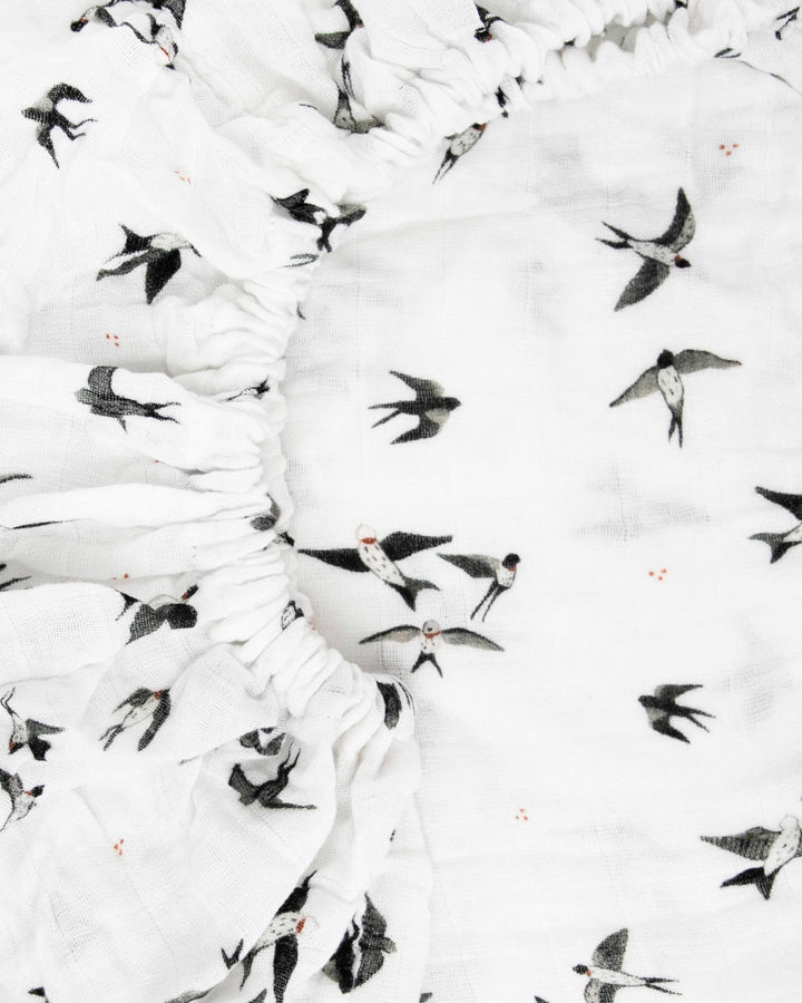 Little Unicorn Organic Cotton Muslin Crib Sheet | Swallows