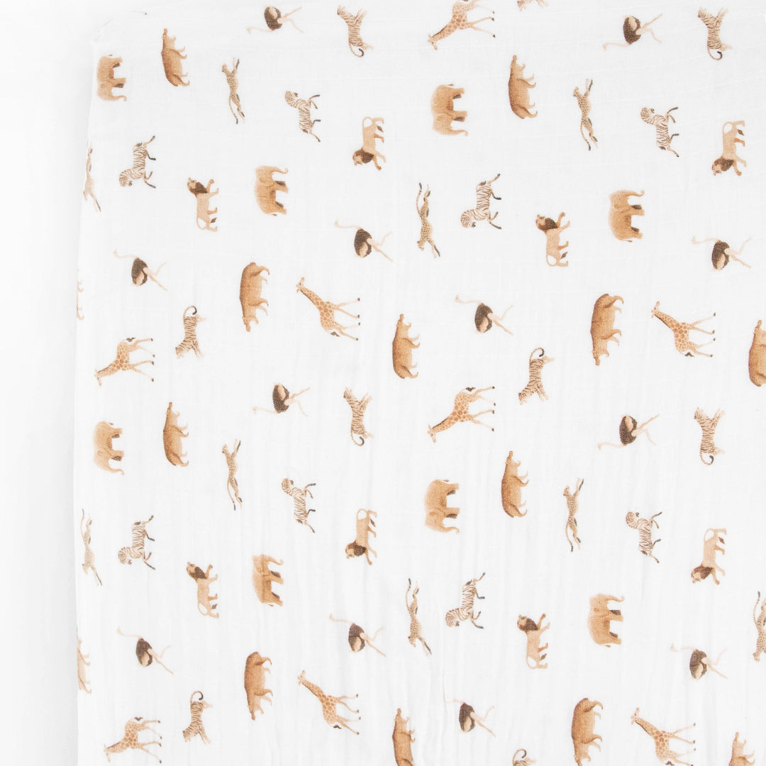 Little Unicorn Organic Cotton Muslin Crib Sheet | Animal Crackers