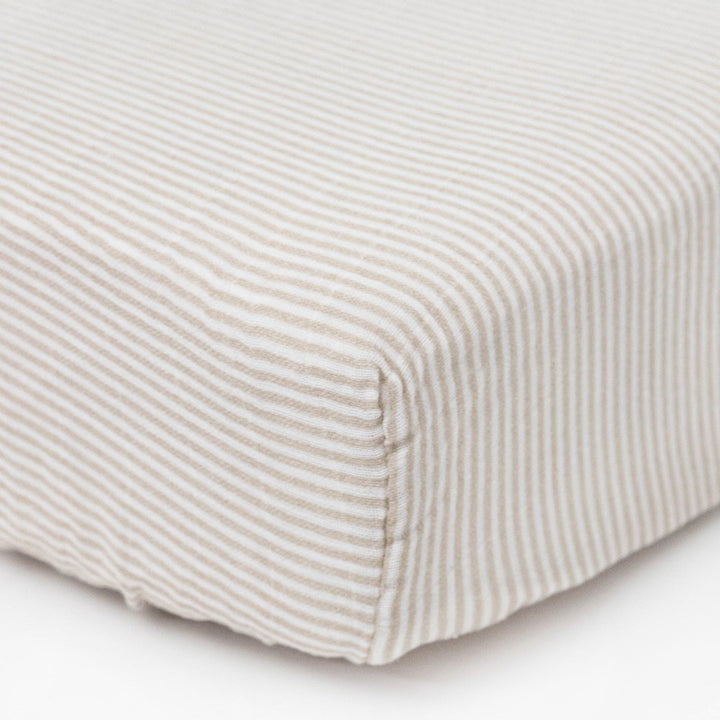 Little Unicorn Organic Cotton Muslin Crib Sheet | Sand Stripe