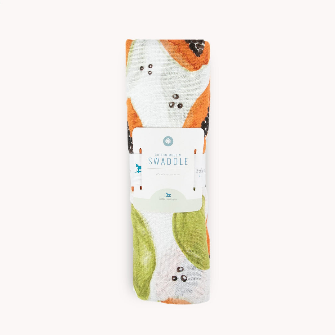 Little Unicorn Cotton Muslin Swaddle Blanket | Papaya