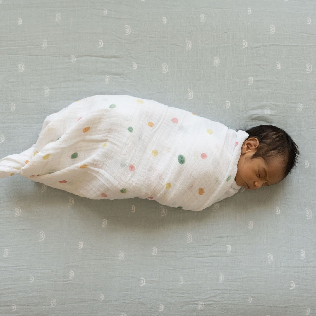 Little Unicorn Cotton Muslin Swaddle Blanket | Party Dots