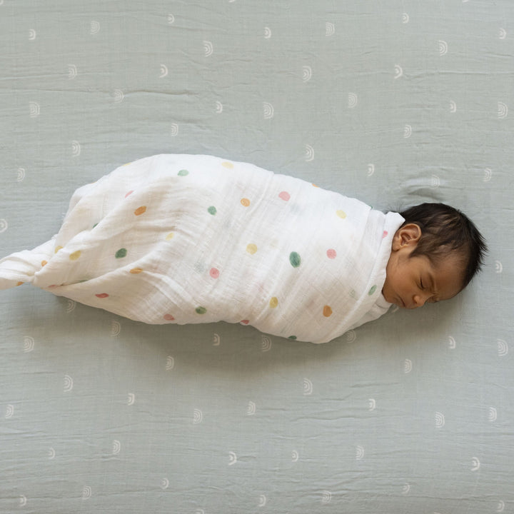 Little Unicorn Cotton Muslin Swaddle Blanket | Party Dots