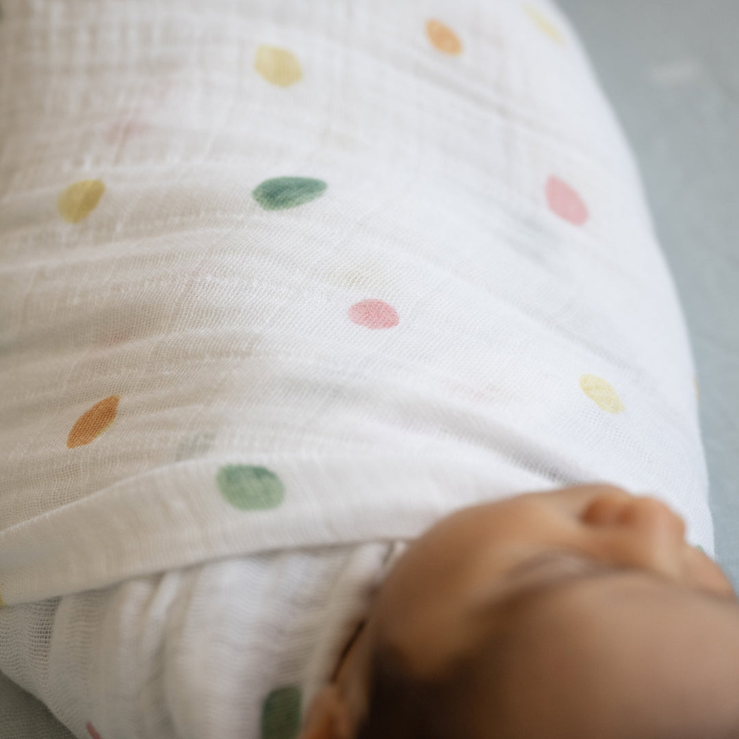 Little Unicorn Cotton Muslin Swaddle Blanket | Party Dots
