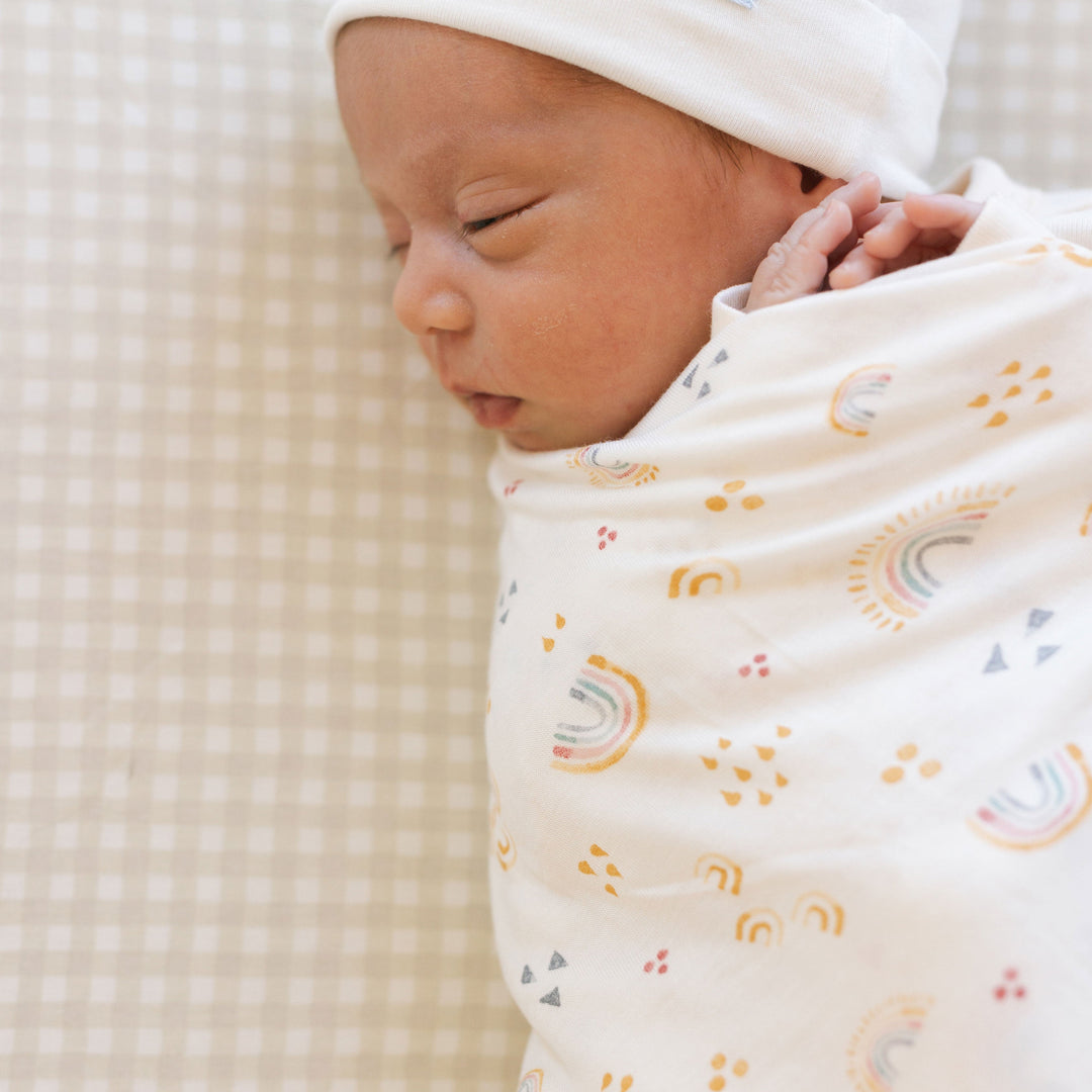 Little Unicorn Stretch Knit Swaddle Blanket | Rainbows