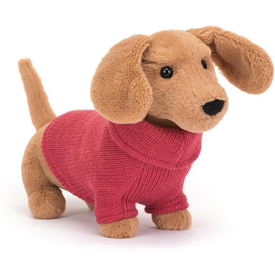 Jellycat Sweater Sausage Dog Pink