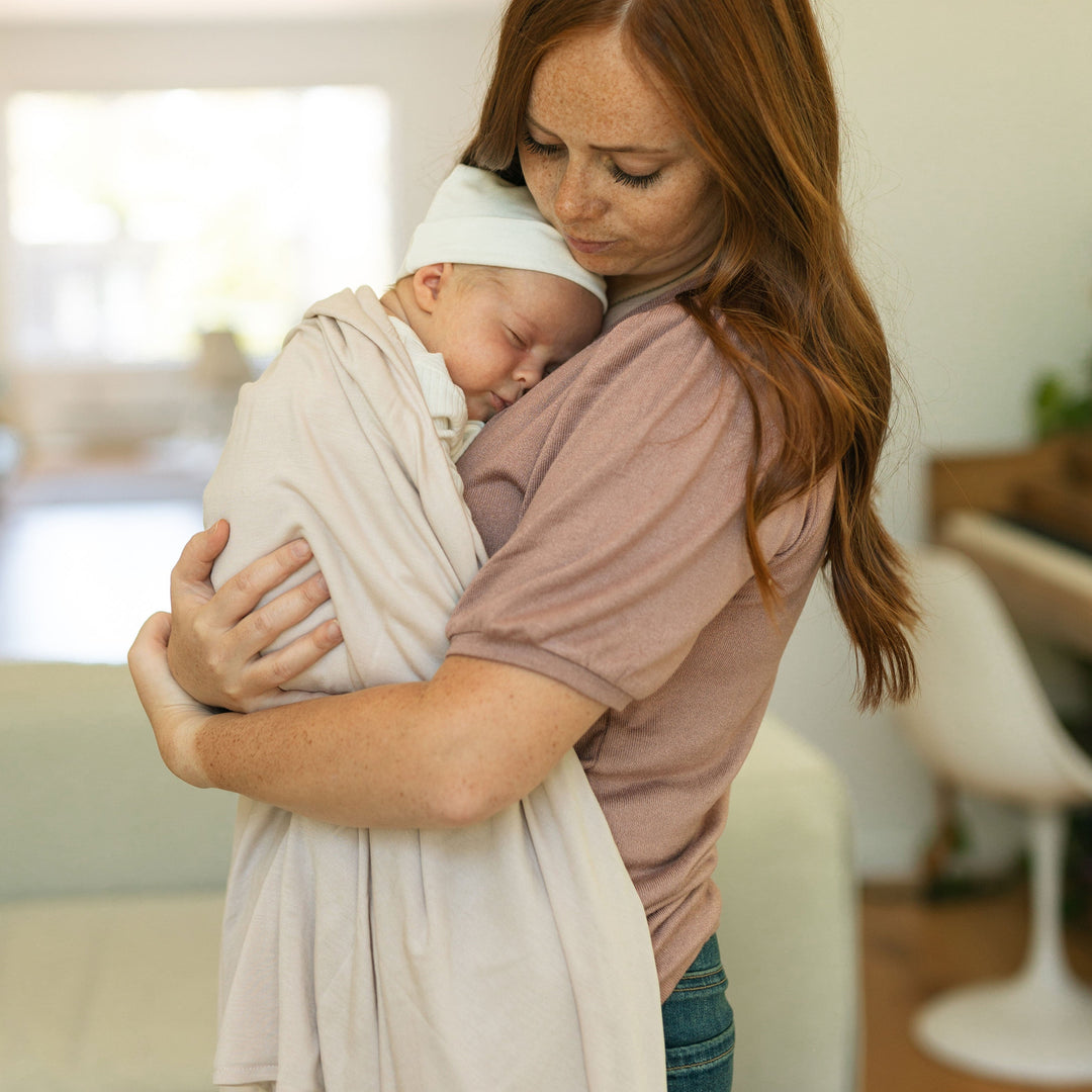 Little Unicorn Stretch Knit Swaddle Blanket | Soft Blush