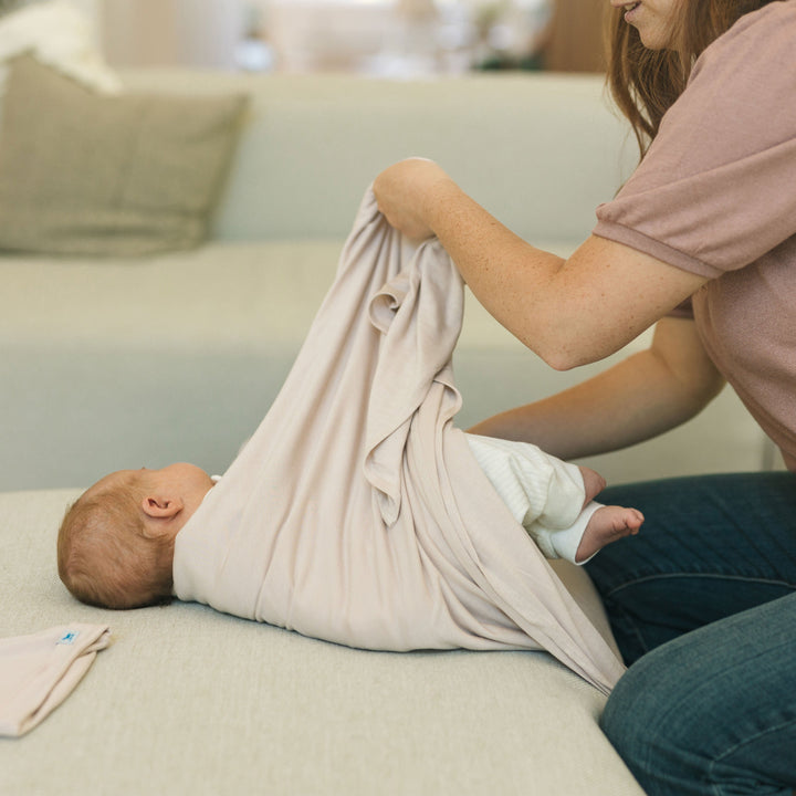 Little Unicorn Stretch Knit Swaddle Blanket | Soft Blush