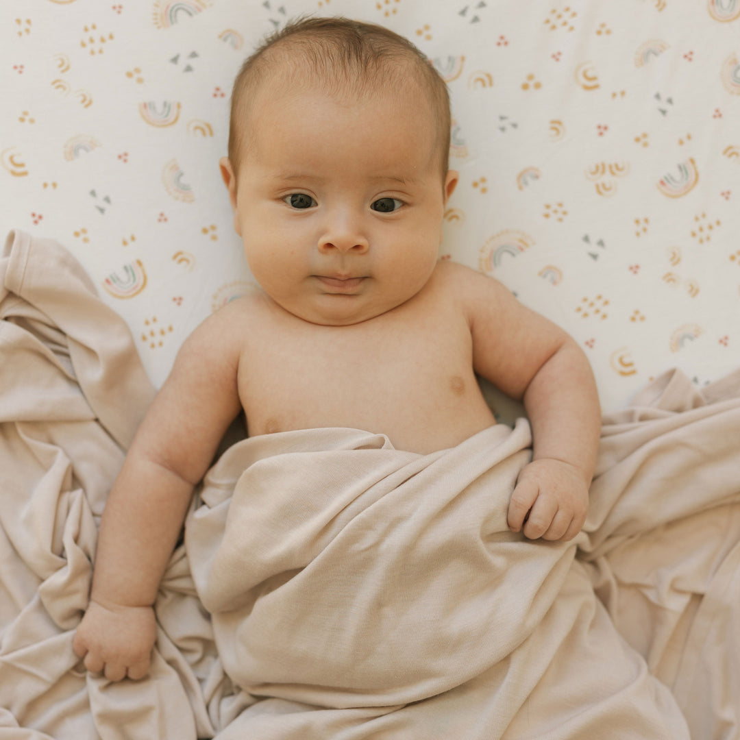 Little Unicorn Stretch Knit Swaddle Blanket | Soft Blush