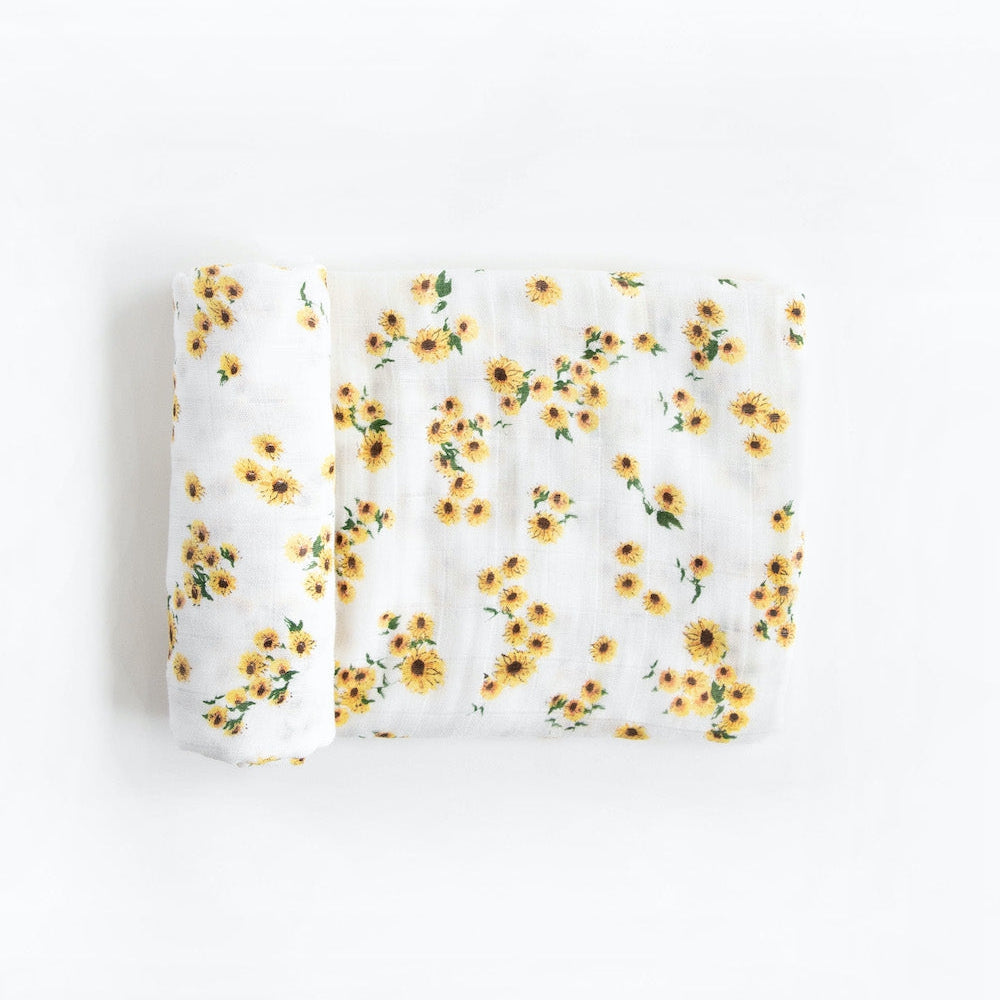 Little Unicorn Deluxe Muslin Swaddle Blanket | Ditsy Sunflower