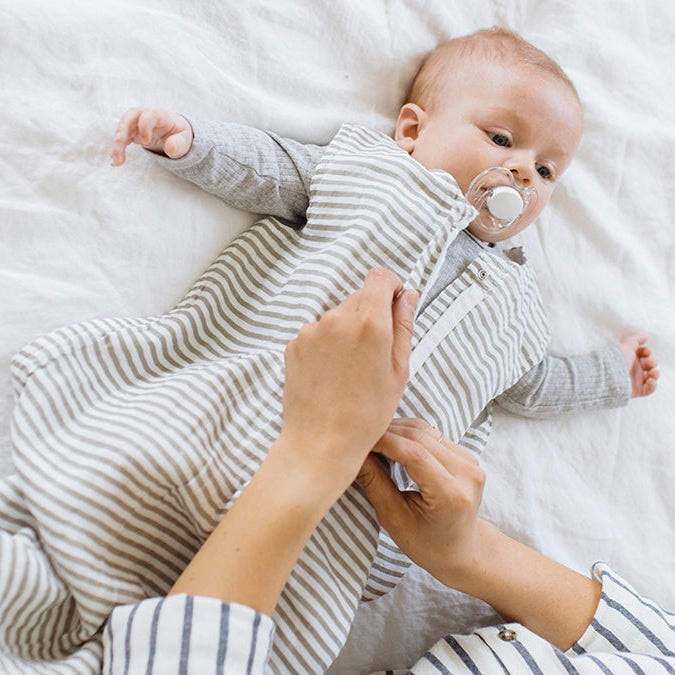 Little Unicorn Cotton Muslin Sleep Bag | Taupe Cross