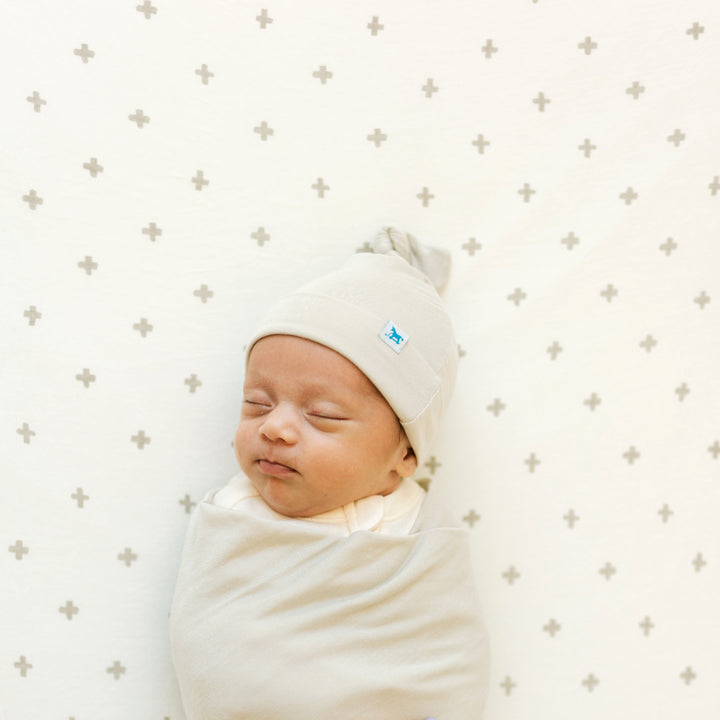 Little Unicorn Stretch Knit Crib Sheet | Grey Cross