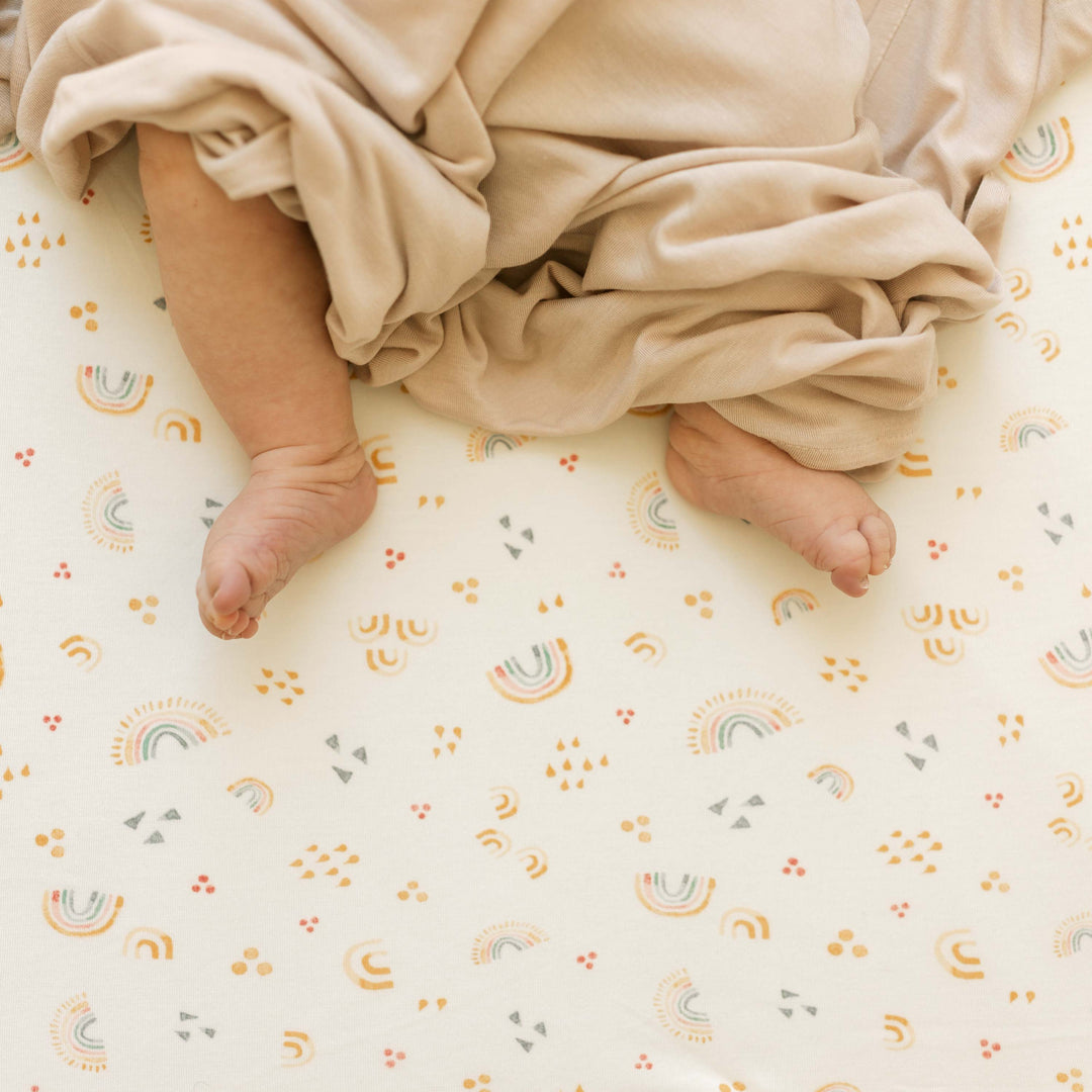 Little Unicorn Stretch Knit Crib Sheet | Rainbows