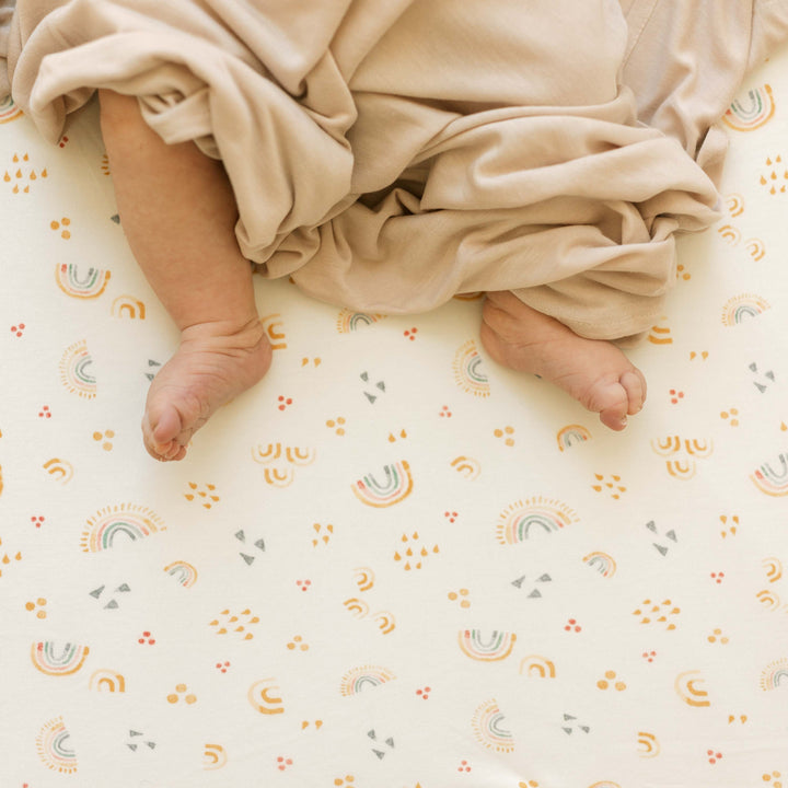 Little Unicorn Stretch Knit Crib Sheet | Rainbows