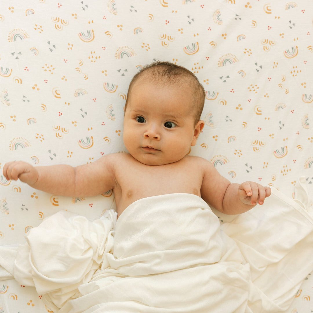 Little Unicorn Stretch Knit Crib Sheet | Rainbows