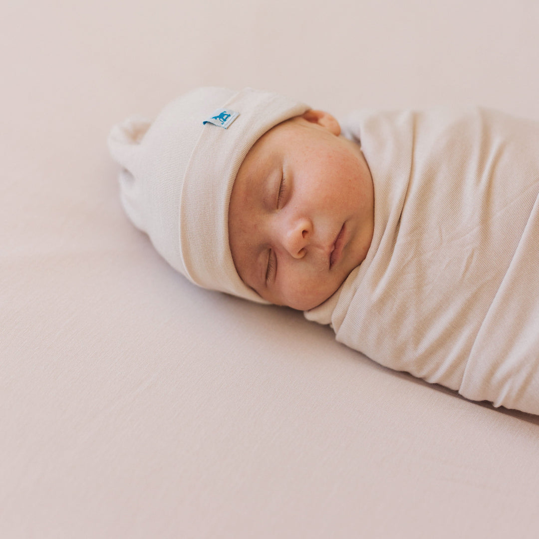 Little Unicorn Stretch Knit Swaddle and Hat Set | Soft Blush