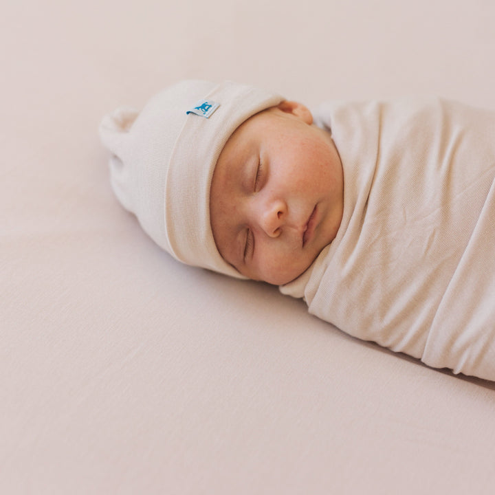 Little Unicorn Stretch Knit Swaddle and Hat Set | Soft Blush