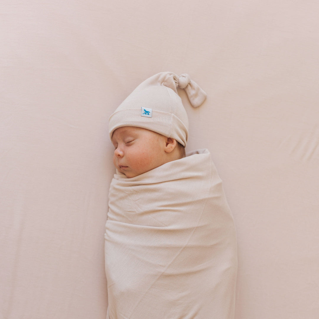 Little Unicorn Stretch Knit Swaddle and Hat Set | Soft Blush