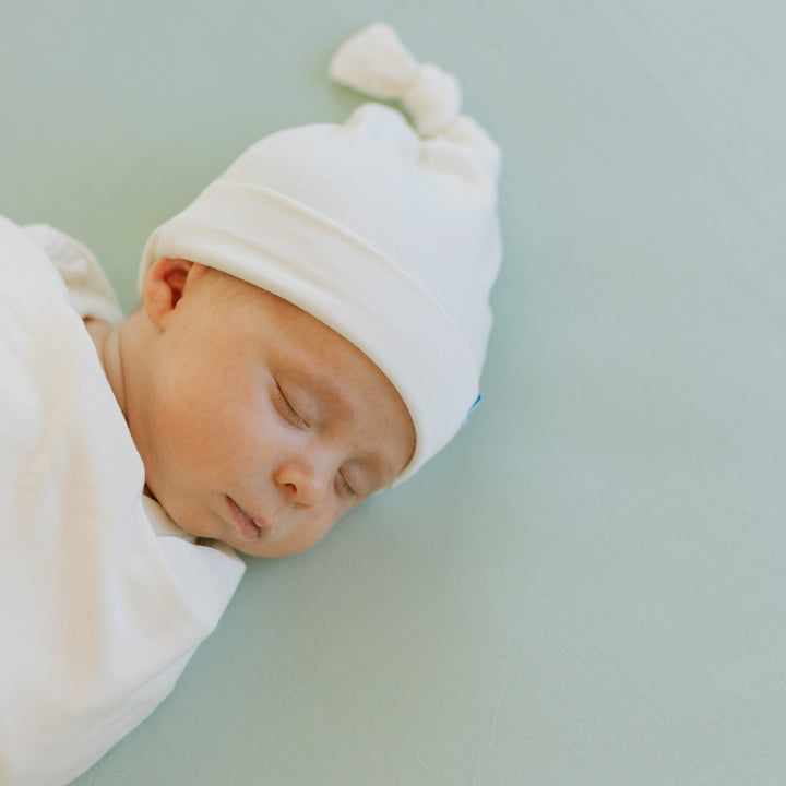 Little Unicorn Stretch Knit Swaddle and Hat Set | White