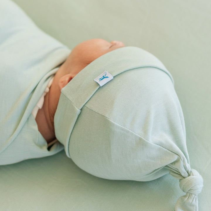 Little Unicorn Stretch Knit Swaddle and Hat Set | Frost Green
