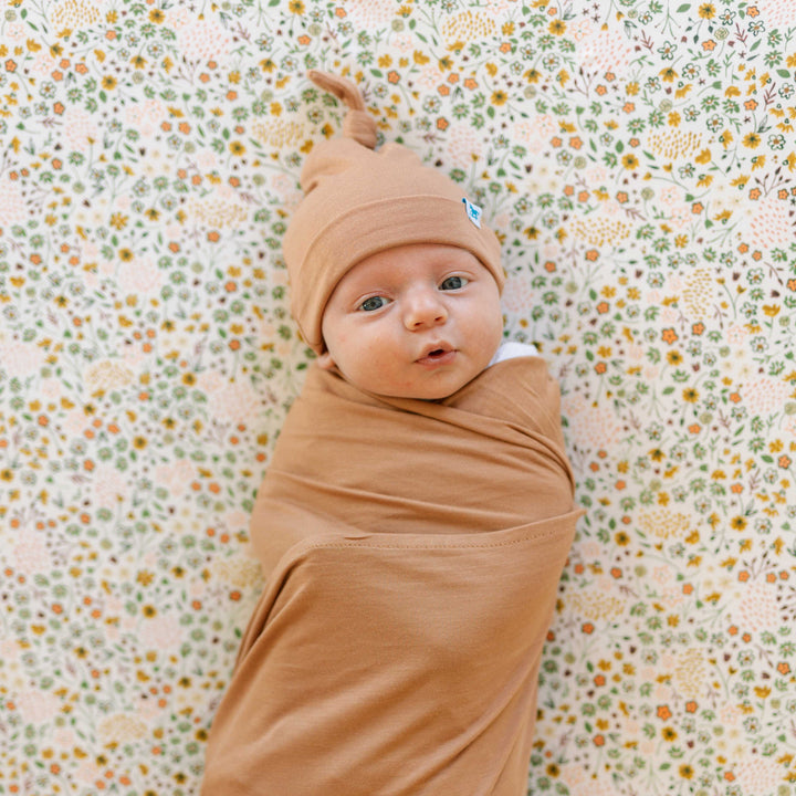 Little Unicorn Stretch Knit Swaddle and Hat Set | Terracotta