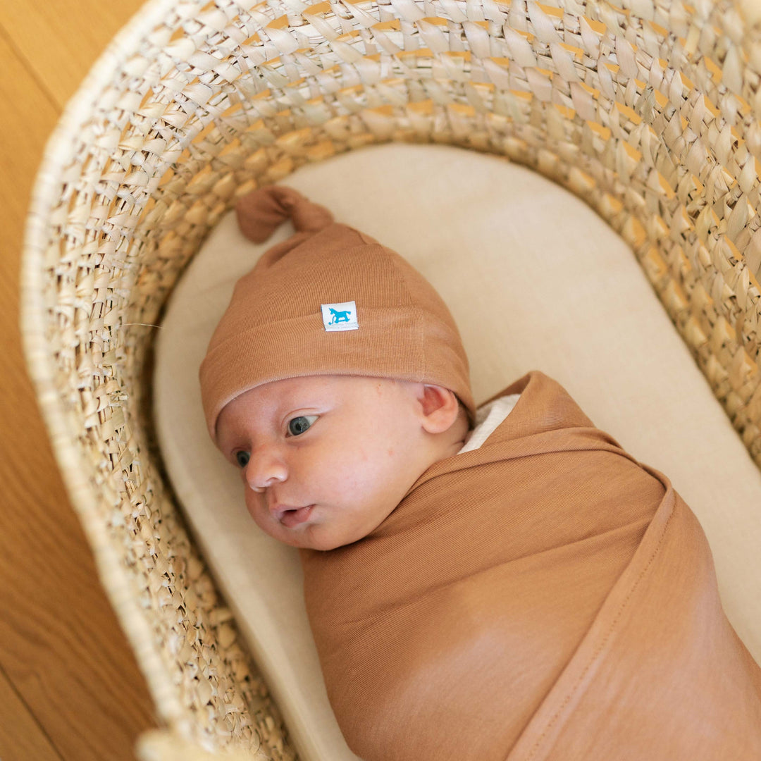 Little Unicorn Stretch Knit Swaddle and Hat Set | Terracotta