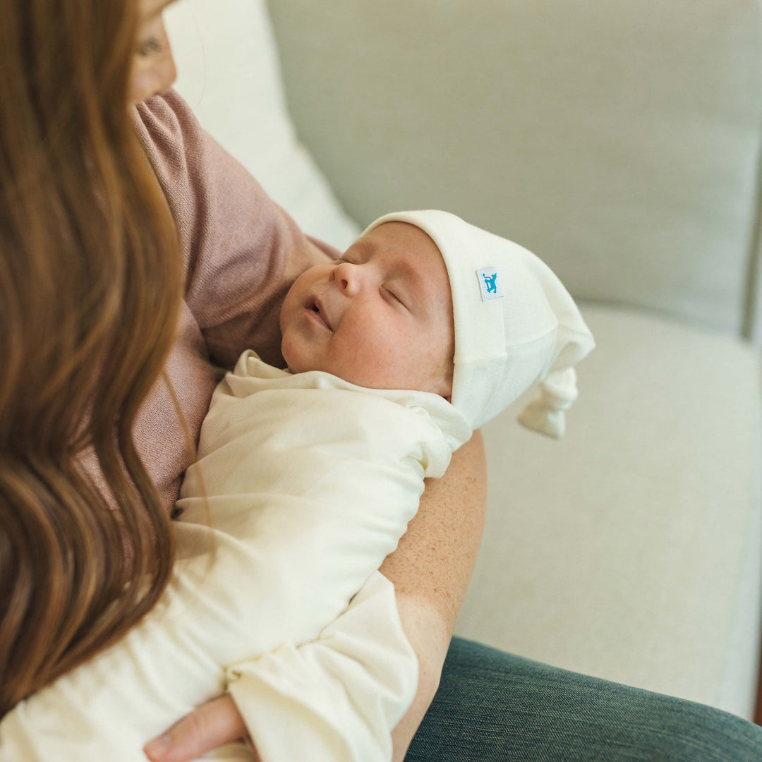 Little Unicorn Stretch Knit Swaddle and Hat Set | White