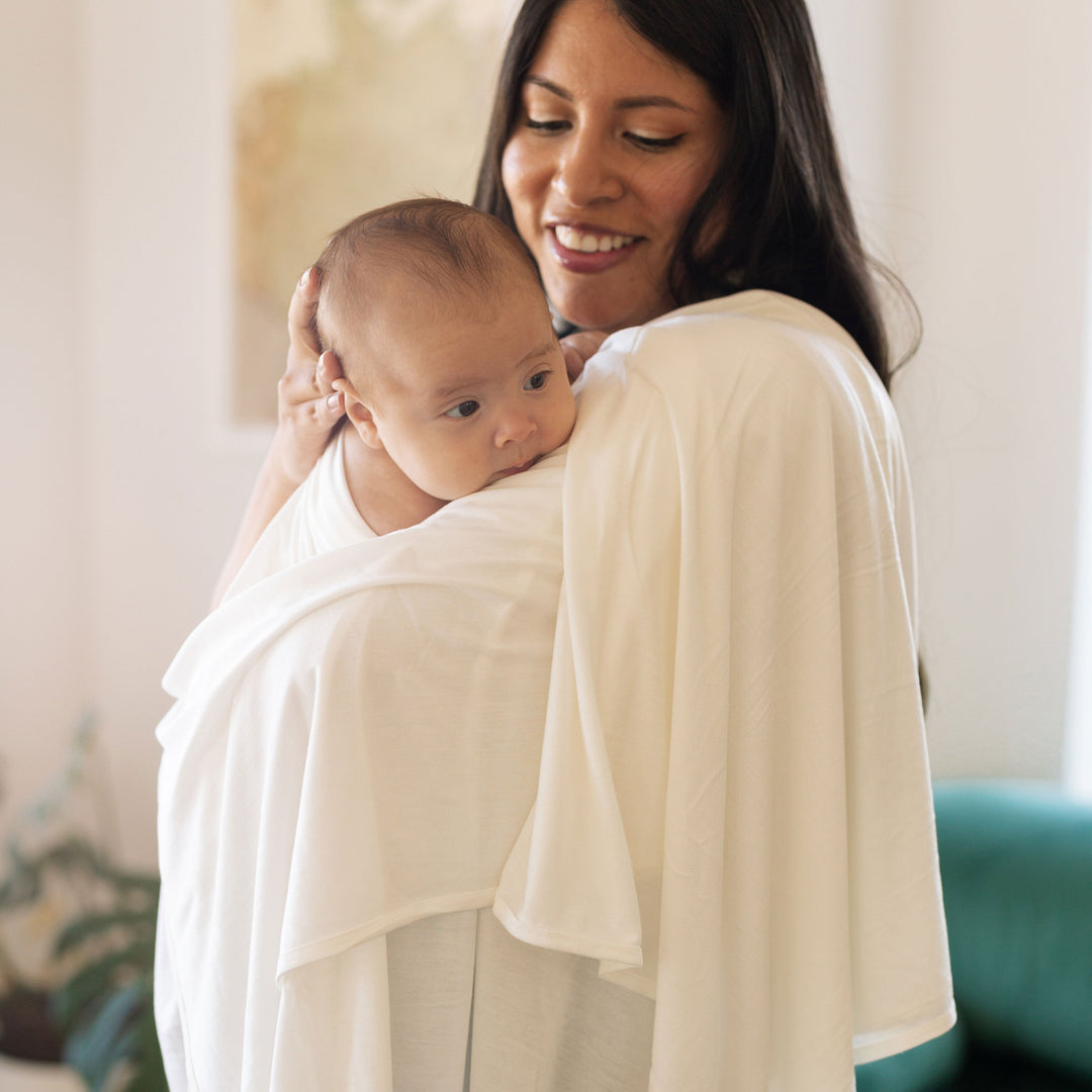 Little Unicorn Stretch Knit Swaddle Blanket | White