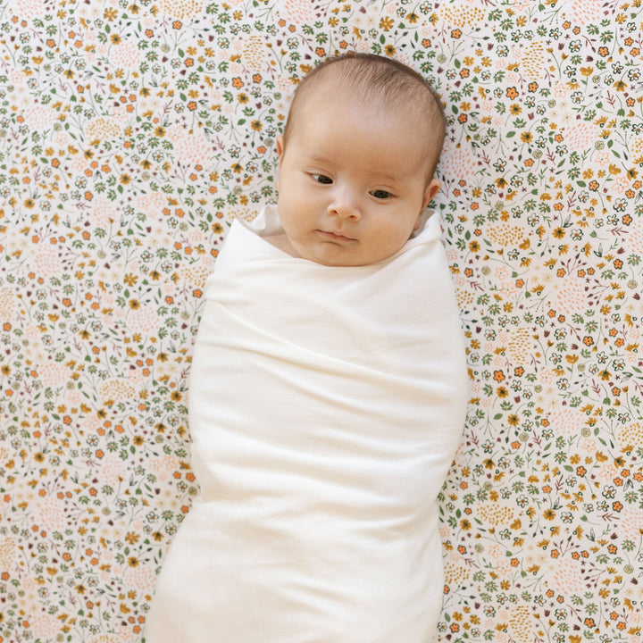 Little Unicorn Stretch Knit Swaddle Blanket | White