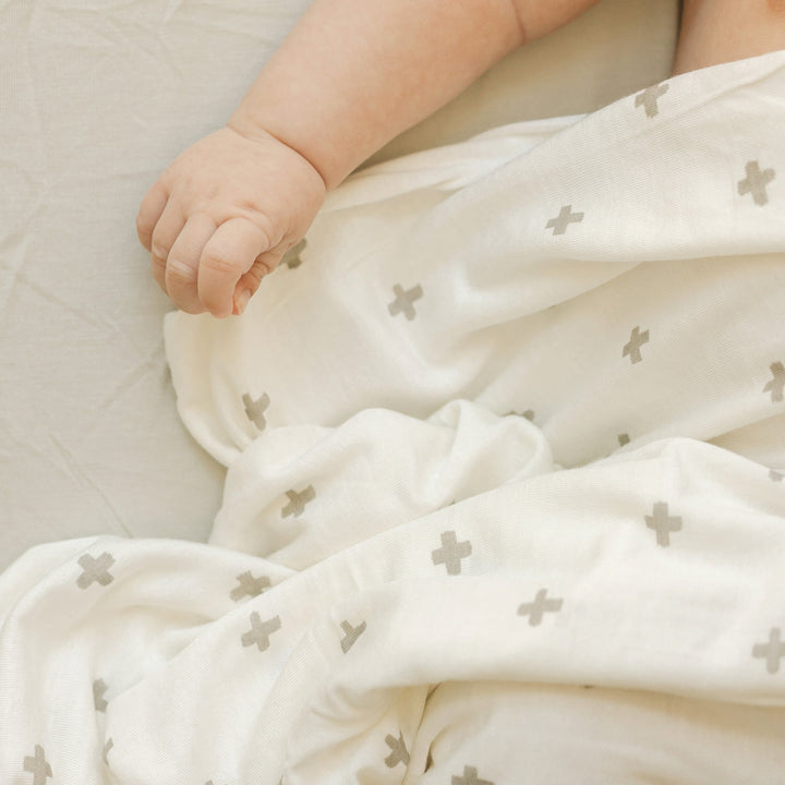 Little Unicorn Stretch Knit Swaddle Blanket 2-Pack | Grey Cross