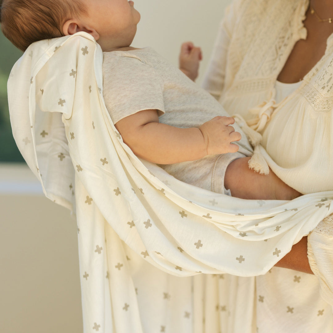 Little Unicorn Stretch Knit Swaddle Blanket 2-Pack | Grey Cross
